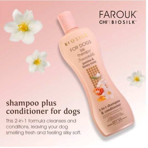 BioSilk for Dogs Silk Therapy 2-in-1 Shampoo & Conditioner Jasmine & Honey Scent - Picture 3 of 8
